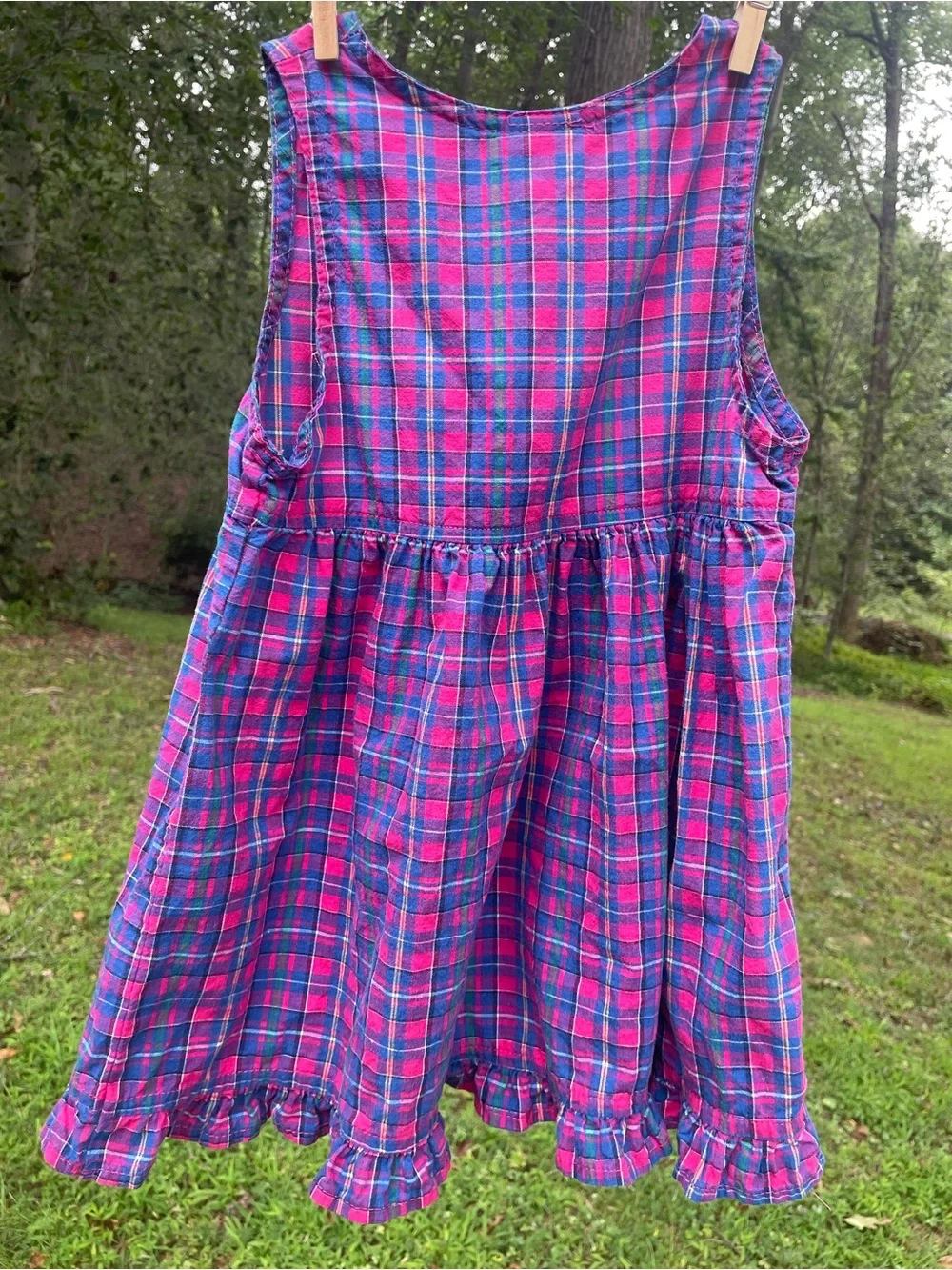 VTG 90’s Made in USA 🇺🇸 HTF! OshKosh B'gosh Pink & Blue Plaid Sleeveless Dress